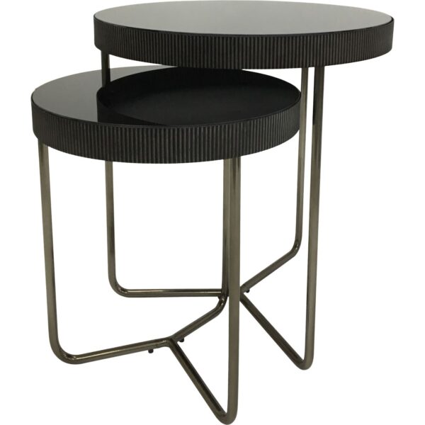 Pimlico Black Tinted Glass Side Tables Set